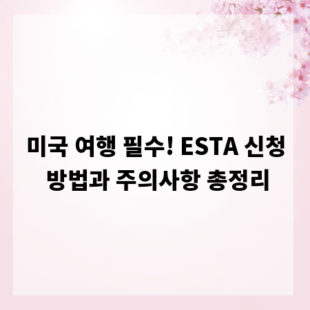 미국 여행 필수! ESTA 신청 방법과 주의사항 총정리