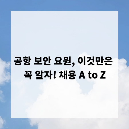 공항 보안 요원, 이것만은 꼭 알자! 채용 A to Z