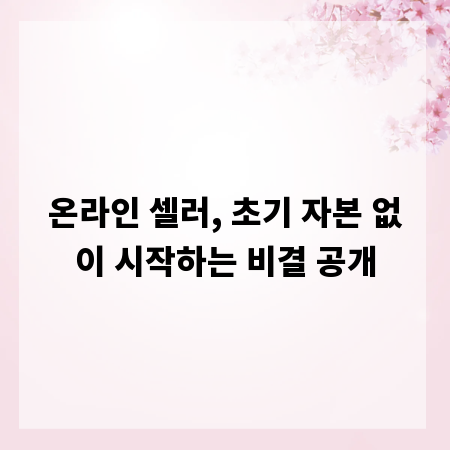 온라인 셀러, 초기 자본 없이 시작하는 비결 공개