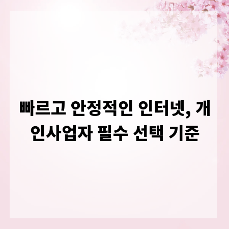 빠르고 안정적인 인터넷, 개인사업자 필수 선택 기준