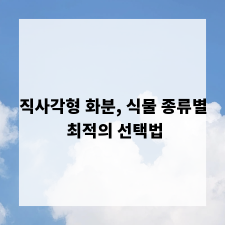 직사각형 화분, 식물 종류별 최적의 선택법