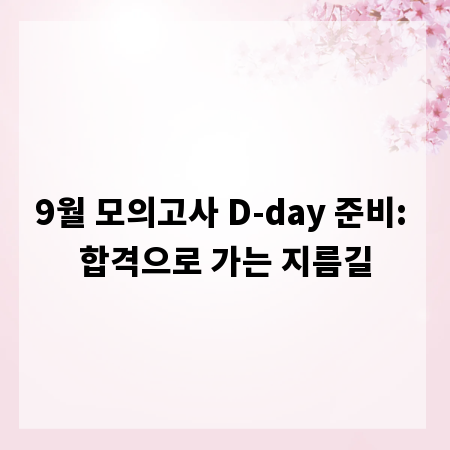 9월 모의고사 D-day 준비: 합격으로 가는 지름길