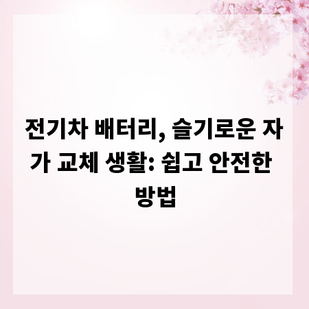 전기차 배터리, 슬기로운 자가 교체 생활: 쉽고 안전한 방법