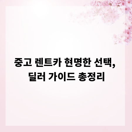 중고 렌트카 현명한 선택, 딜러 가이드 총정리