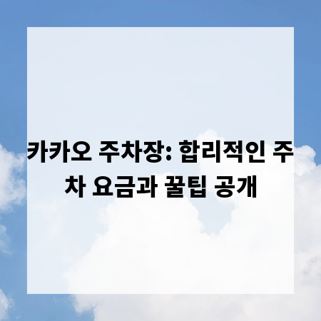 카카오 주차장: 합리적인 주차 요금과 꿀팁 공개