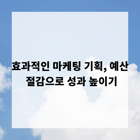 효과적인 마케팅 기획, 예산 절감으로 성과 높이기