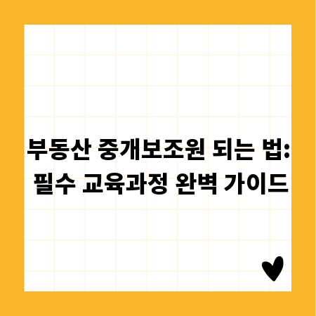 부동산 중개보조원 되는 법: 필수 교육과정 완벽 가이드