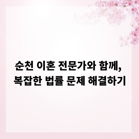 순천 이혼 전문가와 함께, 복잡한 법률 문제 해결하기