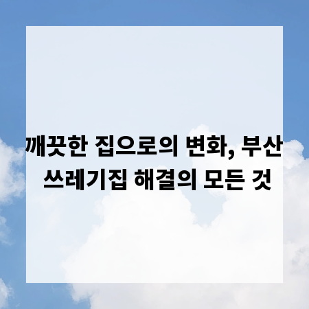 깨끗한 집으로의 변화, 부산 쓰레기집 해결의 모든 것