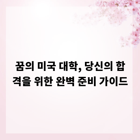 꿈의 미국 대학, 당신의 합격을 위한 완벽 준비 가이드