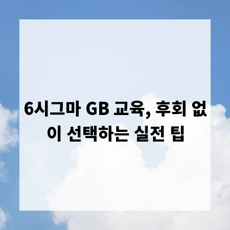 6시그마 GB 교육, 후회 없이 선택하는 실전 팁
