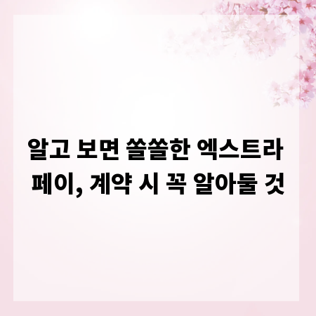 알고 보면 쏠쏠한 엑스트라 페이, 계약 시 꼭 알아둘 것
