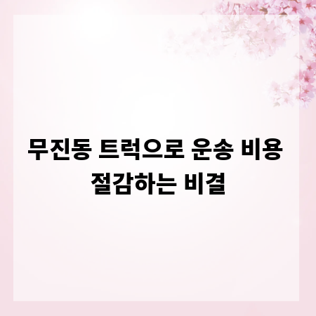 무진동 트럭으로 운송 비용 절감하는 비결