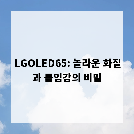 LGOLED65: 놀라운 화질과 몰입감의 비밀