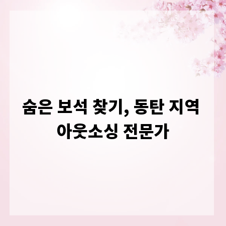 숨은 보석 찾기, 동탄 지역 아웃소싱 전문가