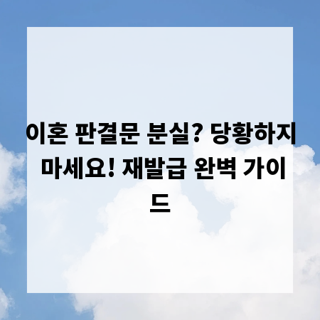 이혼 판결문 분실? 당황하지 마세요! 재발급 완벽 가이드