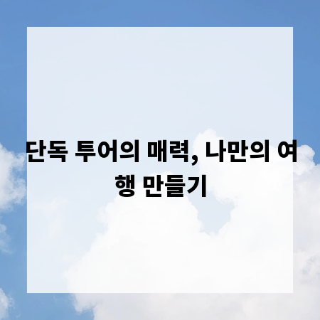 단독 투어의 매력, 나만의 여행 만들기