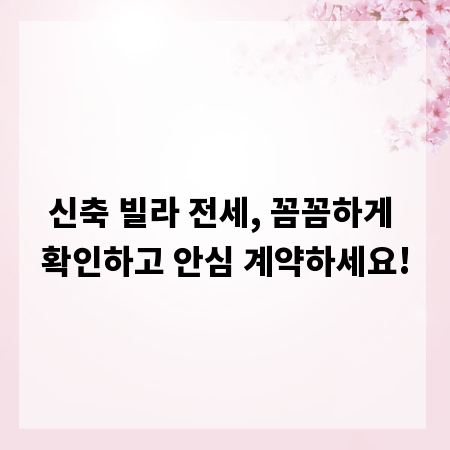 신축 빌라 전세, 꼼꼼하게 확인하고 안심 계약하세요!