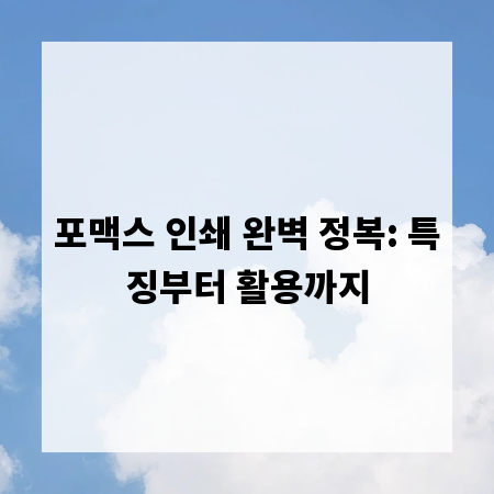 포맥스 인쇄 완벽 정복: 특징부터 활용까지