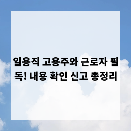 일용직 고용주와 근로자 필독! 내용 확인 신고 총정리