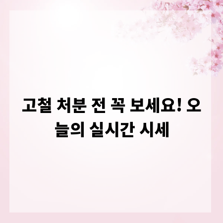 고철 처분 전 꼭 보세요! 오늘의 실시간 시세