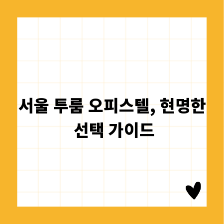 서울 투룸 오피스텔, 현명한 선택 가이드