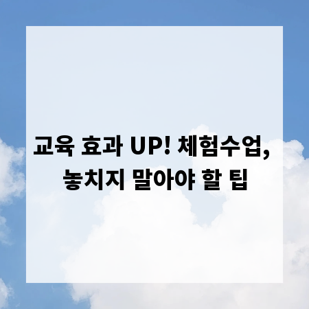 교육 효과 UP! 체험수업, 놓치지 말아야 할 팁