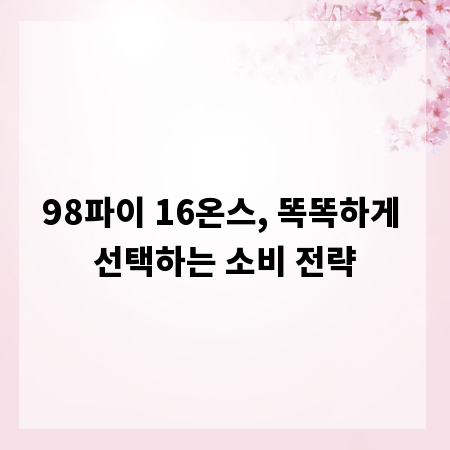 98파이 16온스, 똑똑하게 선택하는 소비 전략