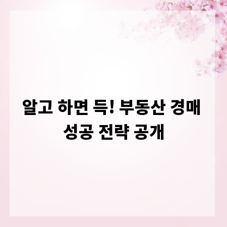 알고 하면 득! 부동산 경매 성공 전략 공개