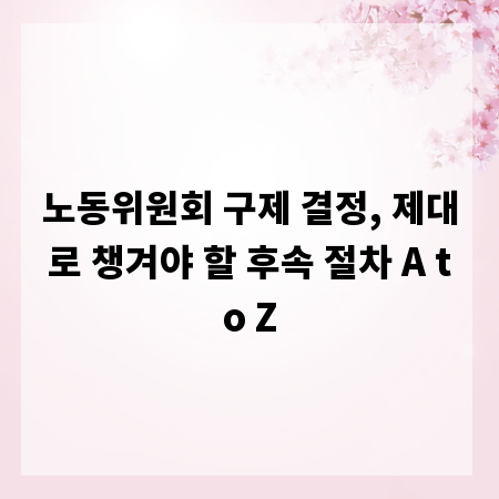 노동위원회 구제 결정, 제대로 챙겨야 할 후속 절차 A to Z