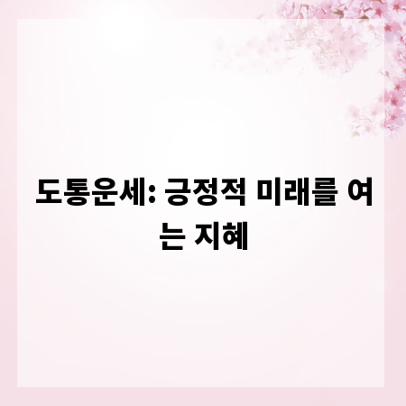 도통운세: 긍정적 미래를 여는 지혜