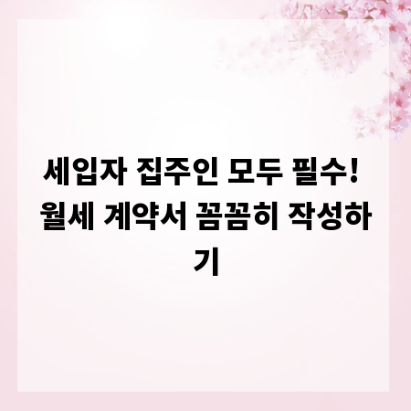 세입자 집주인 모두 필수! 월세 계약서 꼼꼼히 작성하기