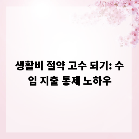 생활비 절약 고수 되기: 수입 지출 통제 노하우