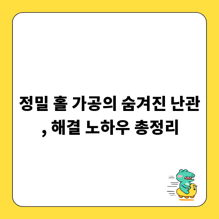 정밀 홀 가공의 숨겨진 난관, 해결 노하우 총정리