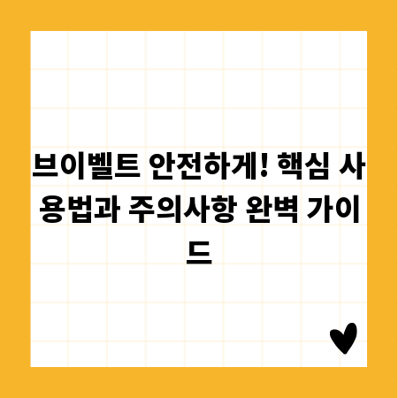 브이벨트 안전하게! 핵심 사용법과 주의사항 완벽 가이드