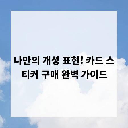 나만의 개성 표현! 카드 스티커 구매 완벽 가이드