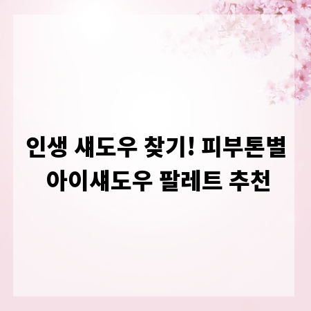인생 섀도우 찾기! 피부톤별 아이섀도우 팔레트 추천