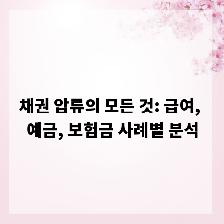 채권 압류의 모든 것: 급여, 예금, 보험금 사례별 분석
