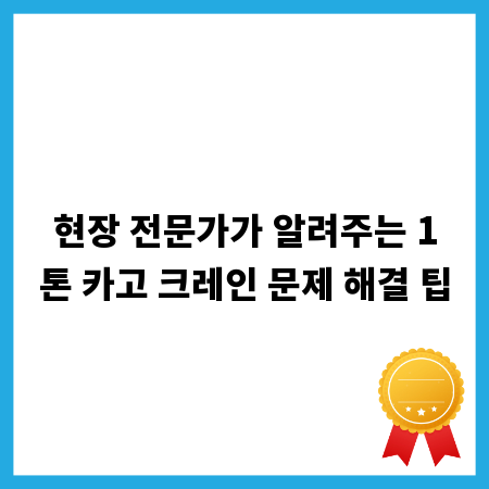 현장 전문가가 알려주는 1톤 카고 크레인 문제 해결 팁