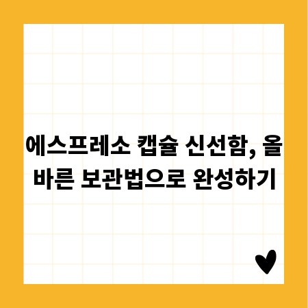에스프레소 캡슐 신선함, 올바른 보관법으로 완성하기