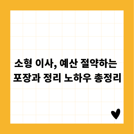 소형 이사, 예산 절약하는 포장과 정리 노하우 총정리
