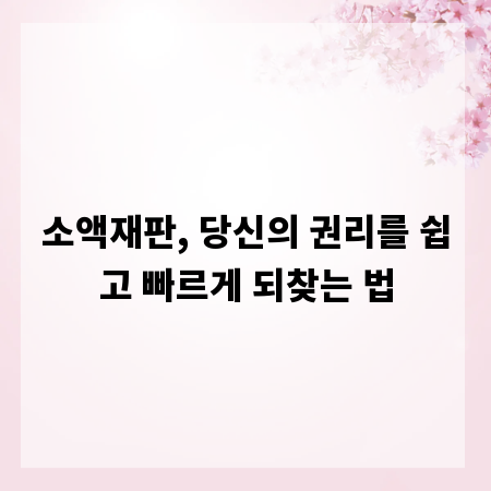 소액재판, 당신의 권리를 쉽고 빠르게 되찾는 법