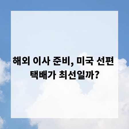 해외 이사 준비, 미국 선편 택배가 최선일까?