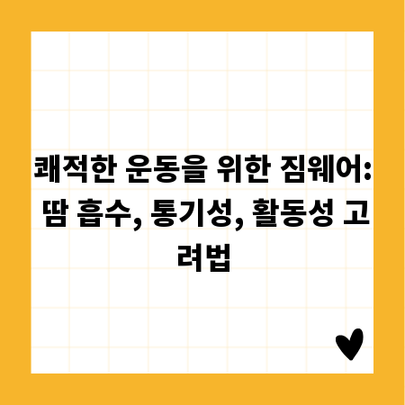 쾌적한 운동을 위한 짐웨어: 땀 흡수, 통기성, 활동성 고려법