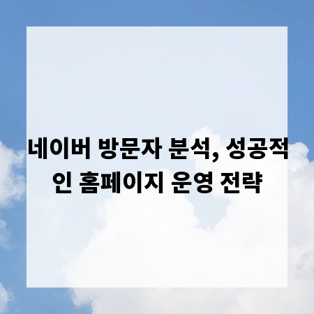 네이버 방문자 분석, 성공적인 홈페이지 운영 전략