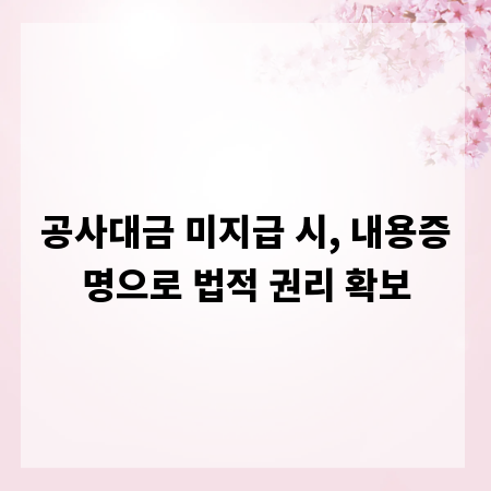 공사대금 미지급 시, 내용증명으로 법적 권리 확보