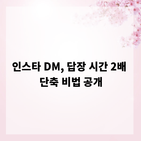 인스타 DM, 답장 시간 2배 단축 비법 공개