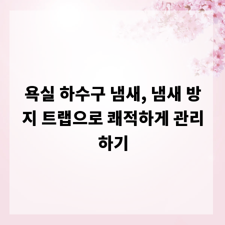 욕실 하수구 냄새, 냄새 방지 트랩으로 쾌적하게 관리하기