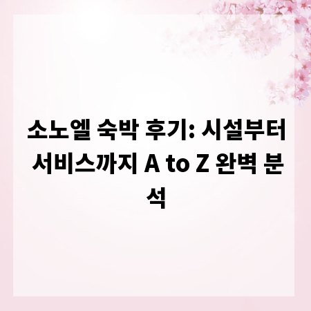 소노엘 숙박 후기: 시설부터 서비스까지 A to Z 완벽 분석