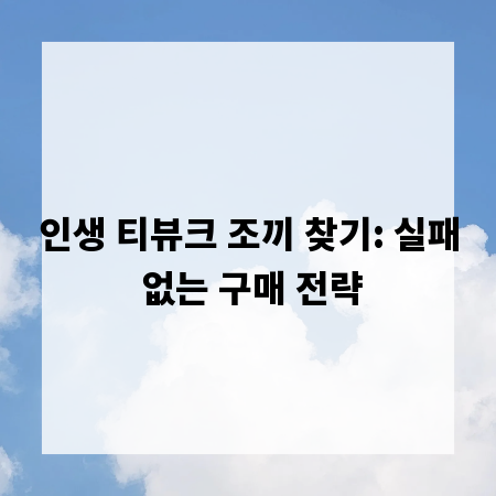 인생 티뷰크 조끼 찾기: 실패 없는 구매 전략